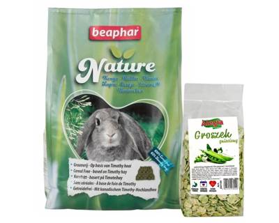 BEAPHAR Nature Rabbit Super Premium állateledel 3kg + Zúzott borsó 130g