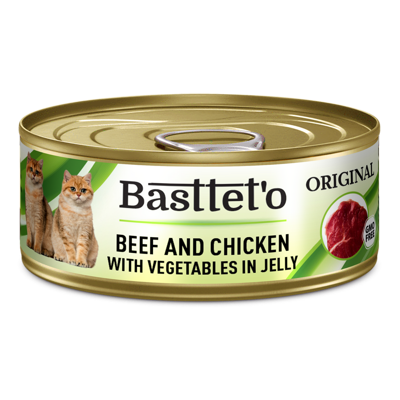 Basttet'o Original Marhahús & Csirke & Zöldség zselé macskáknak 85g (konzervdoboz)