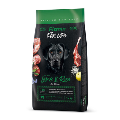 FITMIN dog For Life bárány és rizs 12+1kg