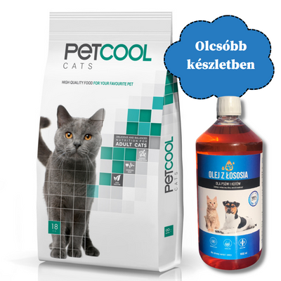 PETCOOL Cat 18kg + Lazacolaj kutyáknak és macskáknak 1000ml