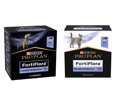 PRO PLAN FortiFlora Probiotikus kiegészítő kutyáknak 30x1g + PRO PLAN FortiFlora Probiotikus kiegészítő macskáknak 30x1g