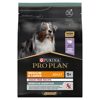 PRO PLAN Sensitive Digestion közepes és nagytestű felnőtt pulykában gazdag kutyatáp 2,5kg