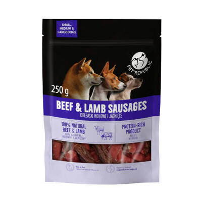 PetRepublic marha és bárány kolbászos csemege kutyáknak 250g