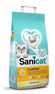 SANICAT Clumping uncented 16L - nem illatosított bentonit macskaalom