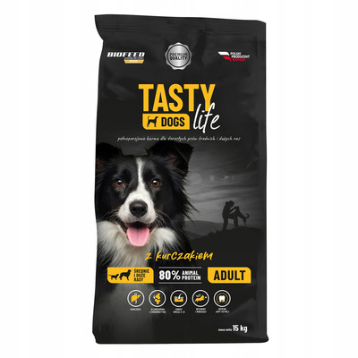 Tasty Dogs Life kutyatáp csirkével 15 kg (közepes és nagytestű fajták)