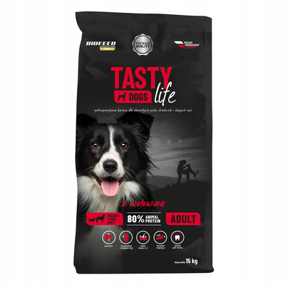 Tasty Dogs Life kutyatáp marhahússal 15 kg (közepes és nagytestű fajták)